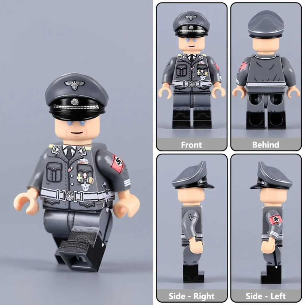 Minifigure – SS-Obergruppenführer Reinhard Heydrich Nazi regime leaders in field grey (Feldgrau) officer’s uniform (LEGO Compatible)