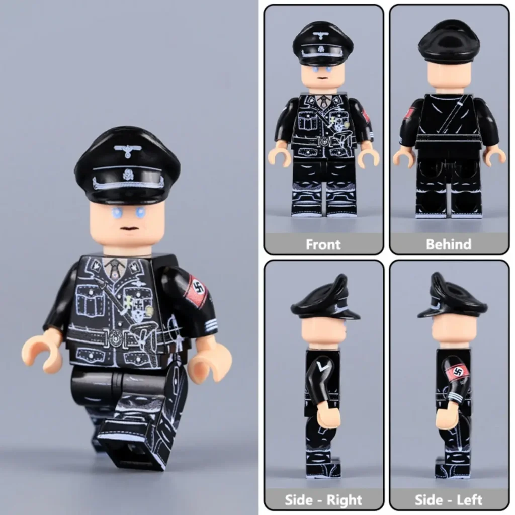 Minifigure – SS-Obergruppenführer Reinhard Heydrich Nazi regime leaders in black M32 service uniform (LEGO Compatible)